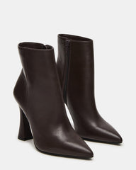 BOLERO Brown Leather Pointed-Toe Heeled Women's Ankle Boot