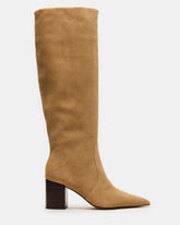 SKYLINE Taupe Suede Knee-High Pointed Toe Women's Boot