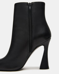 BOLERO Black Leather Pointed-Toe Heeled Women's Ankle Boot