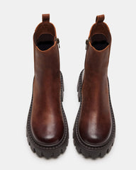 CHARGES Brown Distressed Platform Bootie | Women's Booties