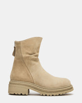 ESSENTIAL Taupe Suede Scrunched Ankle Boot | Women's Booties