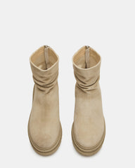 ESSENTIAL Taupe Suede Scrunched Ankle Boot | Women's Booties