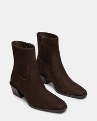 DANEY Brown Suede Square-Toe Women's Ankle Boot