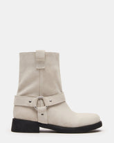 LANI White Suede Women's Moto Ankle Boot