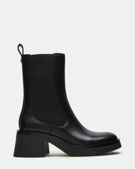 MURRAY Black Leather Block Heel Ankle Boot | Women's Booties