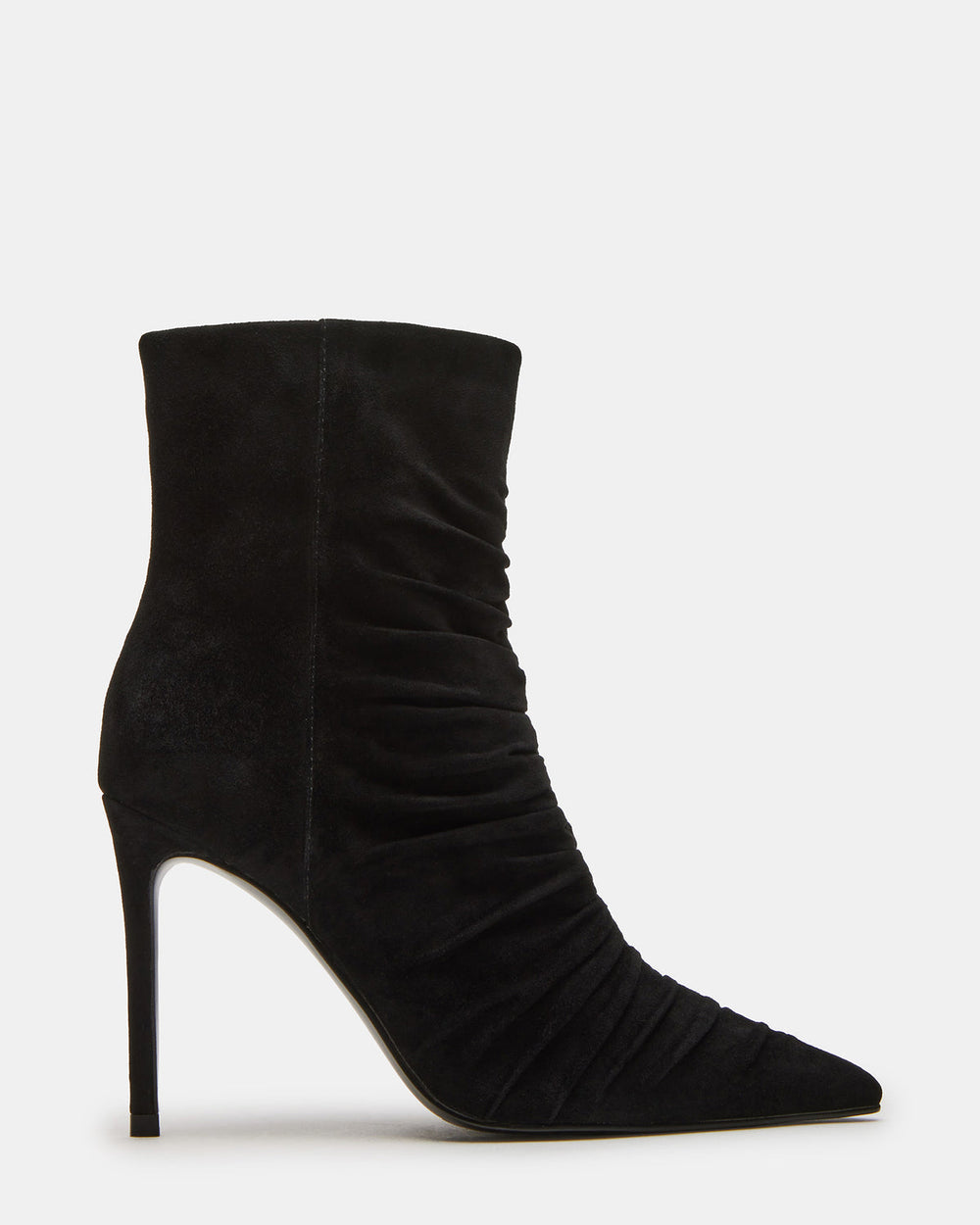 TEASE Black Suede Ruched Pointed Toe Ankle Boot | Women's Booties