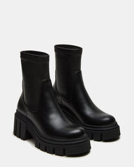 BOOMBA Black Lug Sole Ankle Boot | Women's Booties