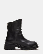 ESSENTIAL Black Leather Scrunched Ankle Boot | Women's Booties