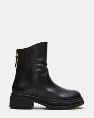 ESSENTIAL Black Leather Scrunched Ankle Boot | Women's Booties