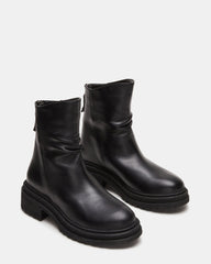 ESSENTIAL Black Leather Scrunched Ankle Boot | Women's Booties