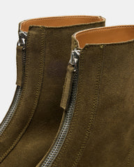 JONES Olive Suede Zipper Lug Women's Ankle Boot