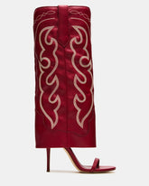 RAVINE Western Red Knee-High Cuffed Stiletto Heel Women's Boot