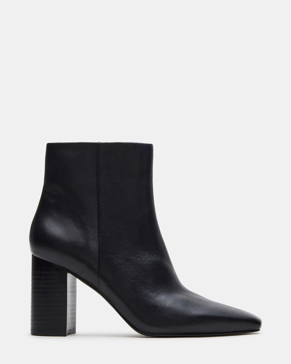 AIDAN Black Leather Block Heel Ankle Boot | Women's Booties