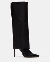 SMITH Black Leather Women's Cuffed Stiletto Boot