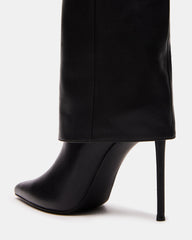 SMITH Black Leather Women's Cuffed Stiletto Boot