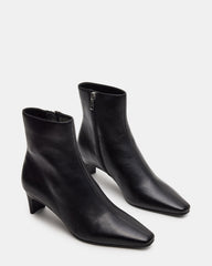 DELVIE Black Leather Kitten Heel Ankle Boot | Women's Booties