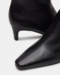 DELVIE Black Leather Kitten Heel Ankle Boot | Women's Booties