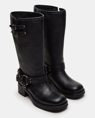ASTOR Black Leather Wide Calf Knee-High Women's Boot