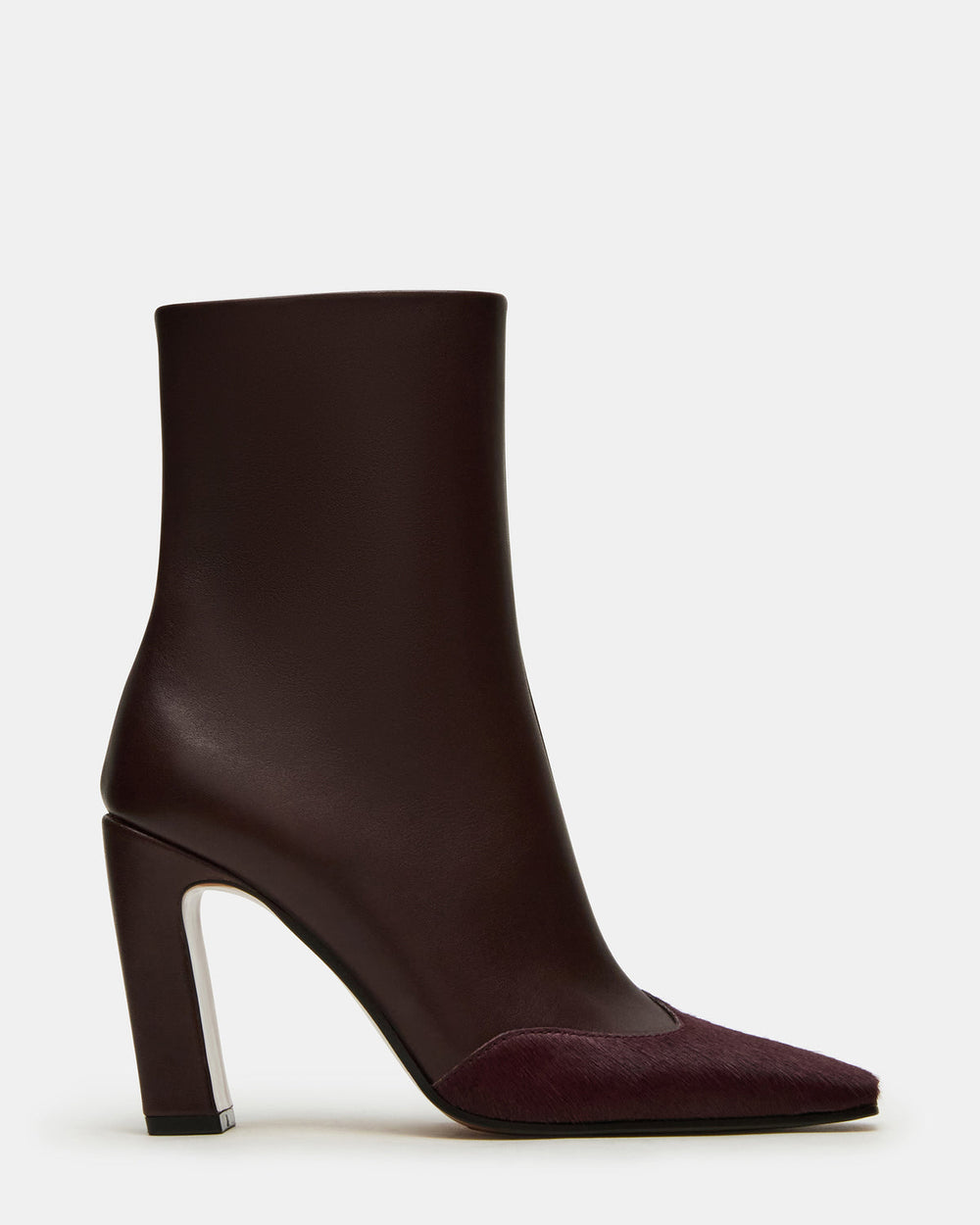 LYLE Burgundy Leather Square-Toe Heeled Women's Ankle Boot