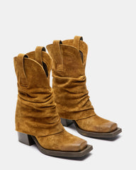 PIA Chestnut Suede Cuffed Boot | Women's Booties