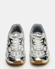 PAGER Silver Multi Low-Top Lace-Up Mesh Women's Sneaker