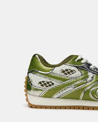 PAGER Green Multi Low-Top Lace-Up Mesh Women's Sneaker