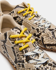 AZIEL Tan Snake Low-Top Lace-Up Women's Sneakers