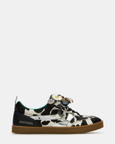 WYATT Black Cow Print Lace-Up Low-Top Pin Women's Sneaker