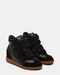 MUSTANG Black Suede Women's High-Top Velcro Sneaker