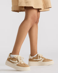 DODGE Perforated Camel Multi Women's Low-Top Platform Sneaker
