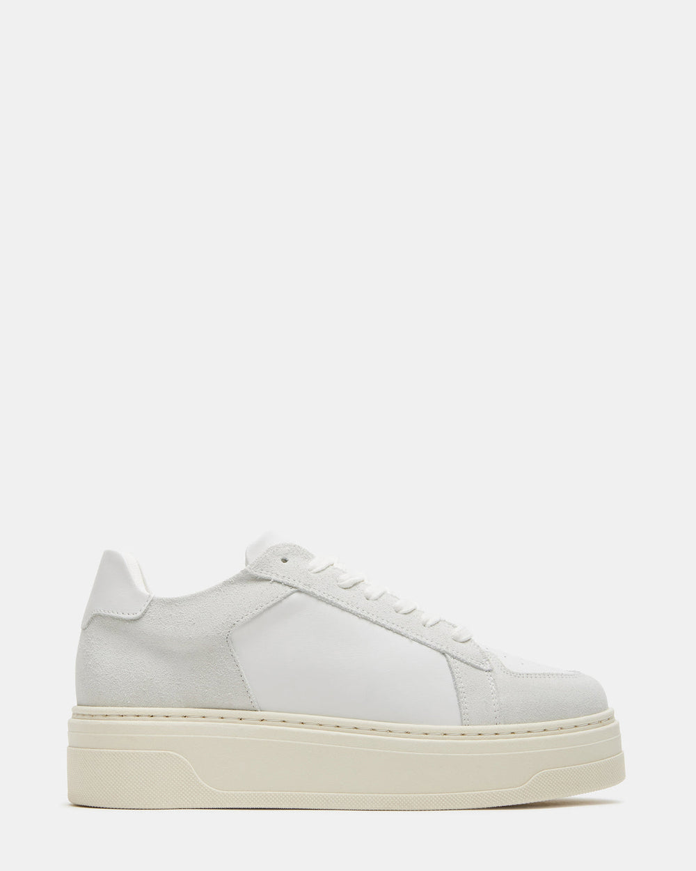 DOMINO White Leather Tonal Platform Sneaker | Women's Sneakers