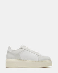 DOMINO White Leather Tonal Platform Sneaker | Women's Sneakers