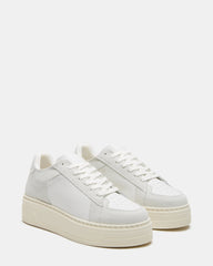 DOMINO White Leather Tonal Platform Sneaker | Women's Sneakers
