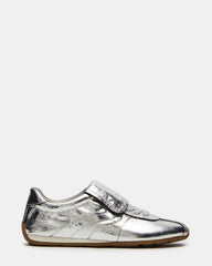 MOBILITY SIlver Leather Women's Low-Top Lace-Up Sneaker