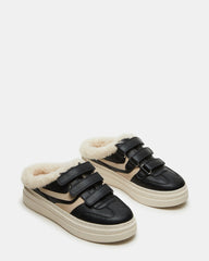 DASHER Black Low-Top Faux Fur Slip-On Sneaker | Women's Sneakers
