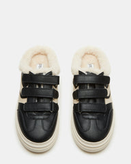 DASHER Black Low-Top Faux Fur Slip-On Sneaker | Women's Sneakers