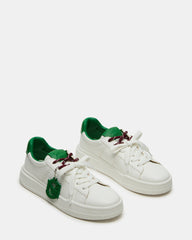 MARVIN White/Green Low-Top Lace-Up Women's Sneaker