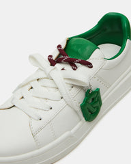 MARVIN White/Green Low-Top Lace-Up Women's Sneaker