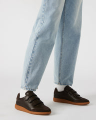 MOMENTUM Brown Suede Velcro Low-Top Women's Sneakers