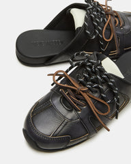 MAYSA Black Distressed Women's Low-Top Slip-On Mule Sneakers