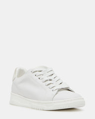 ELSIN White Leather Women's Low-Top Lace-Up Sneaker