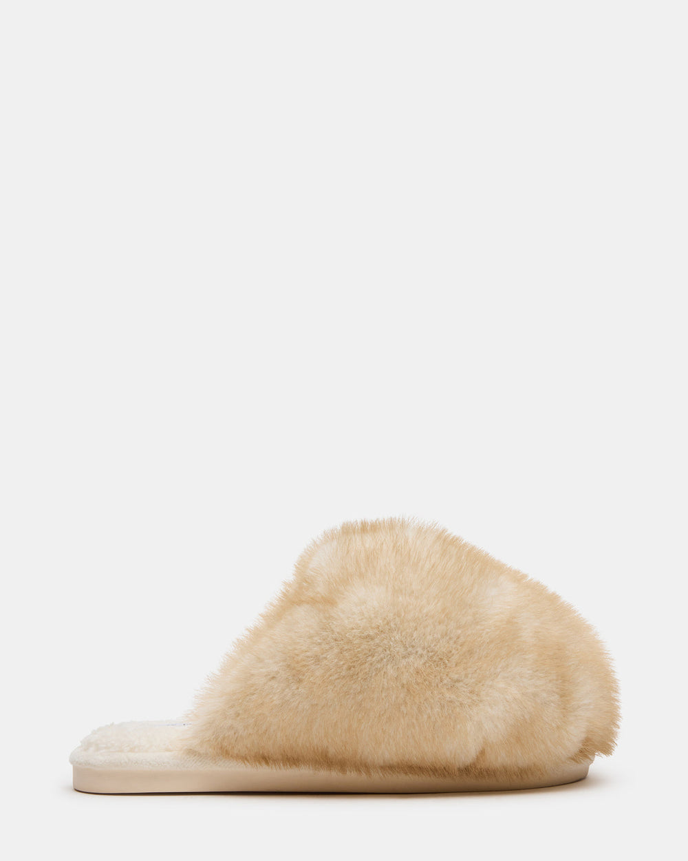 POOF Natural Slip-On Faux Fur Mule Women's Flat