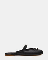 CUTESY Black Leather Slip-On Ballet Mule Women's Flat