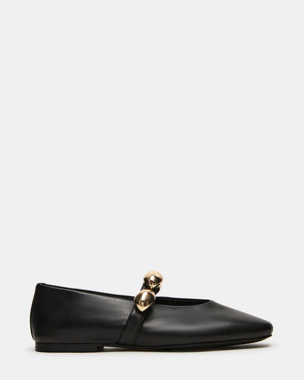 POPPIN Black Leather Mary Jane Ballet Women's Flat