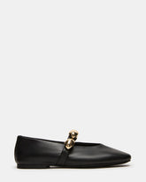 POPPIN Black Leather Mary Jane Ballet Women's Flat