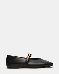 POPPIN Black Leather Mary Jane Ballet Women's Flat