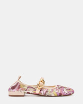 DAFFIA Purple Multi Mary Jane Gold-Detail Buckle Ballet Women's Flat