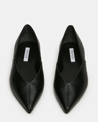 TOVI Black Leather Pointed-Toe Ballet Women's Flat