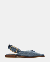 SHAY Denim Fabric Pointed-Toe Slingback Ballet Women's Flat