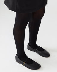 BESETTE Black Leather Mary Jane Ballet Women's Flat